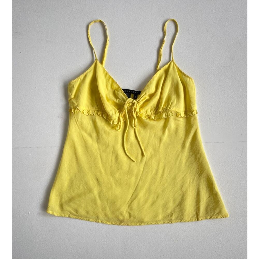 Vtg Y2K Yellow Beaded Babydoll Cami Top / PARALLEL / Sz 8 / Euro Fairy Coquette